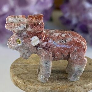 Miniature MOOSE Stone Carving Mini Figurine Steatite Soapstone Carved Animal Elk